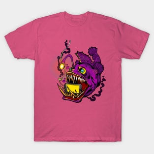 angry angler fish phone in mouth T-Shirt